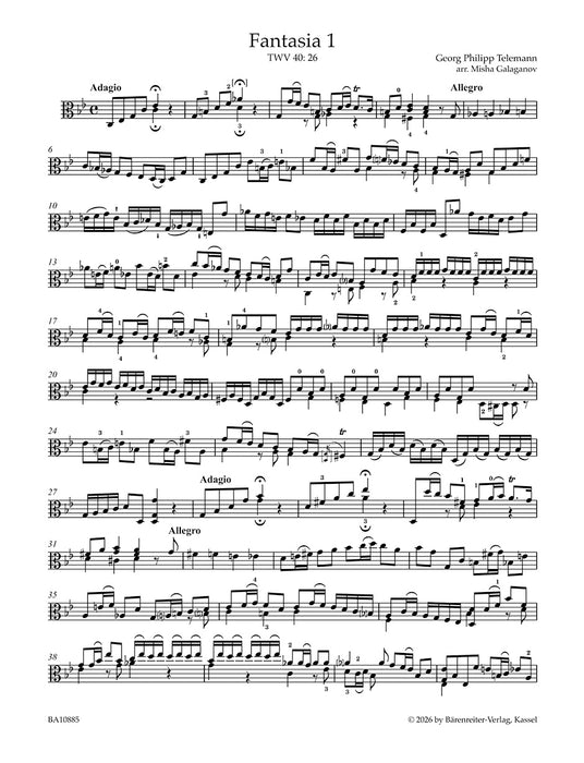 Twelve Fantasias for Viola da Gamba without Bass TWV 40: 26-7 Telemann Viola solo Barenreiter BA10885
