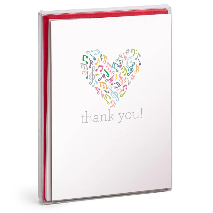 Greeting Card Music Heart "Thank You" Pack of 8