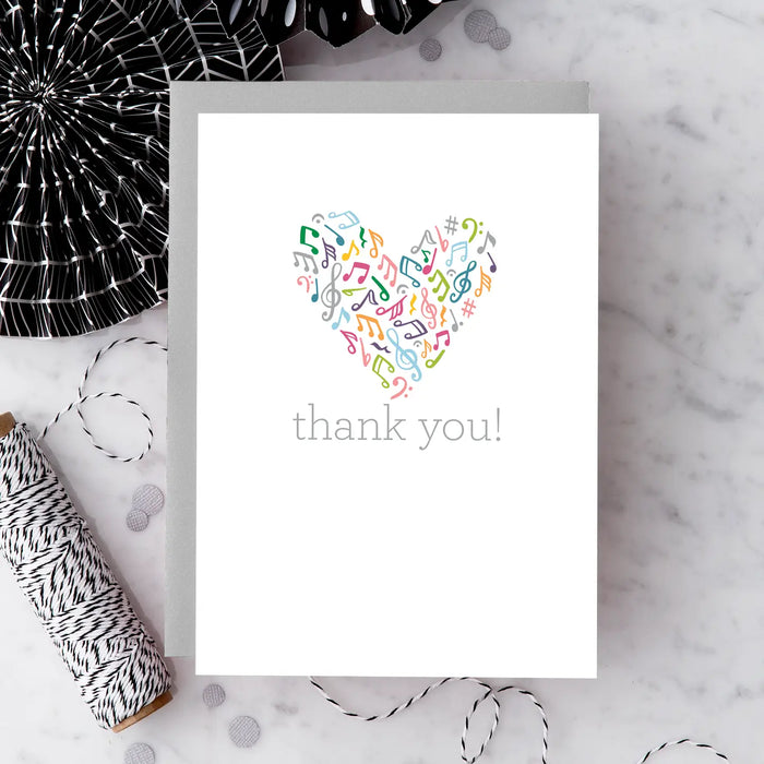 Greeting Card Music Heart "Thank You" Pack of 8
