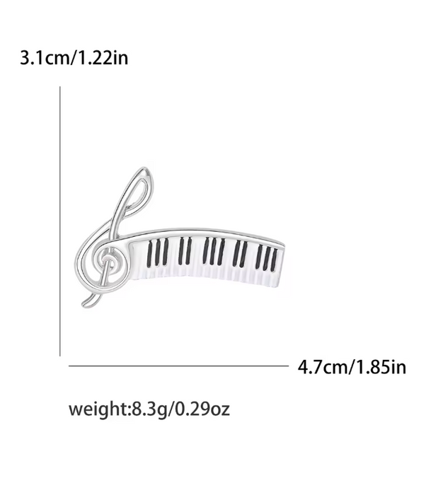 Brooch Silver Treble Clef with Keyboard