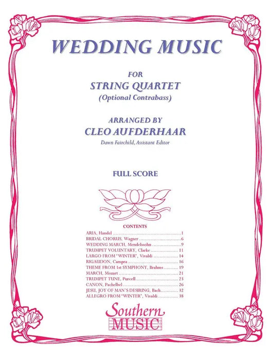 Wedding Music for String Quartet - Various arranged by Aufderhaar - Southern Music 3770651
