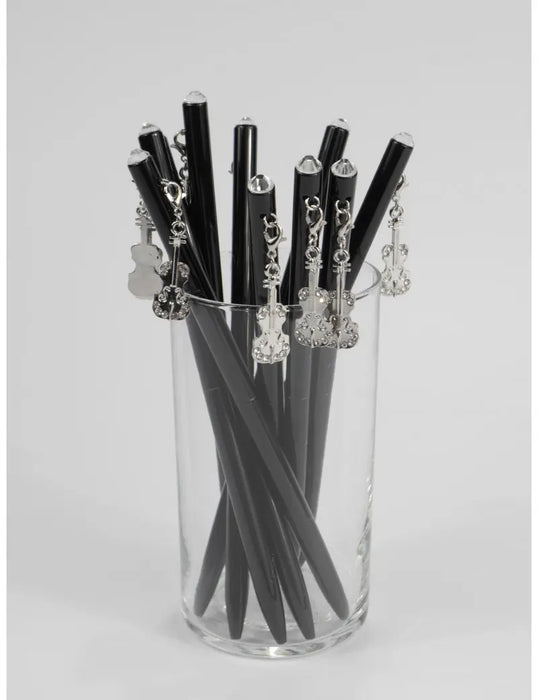 Black Pen with a Silver Violin Charm
