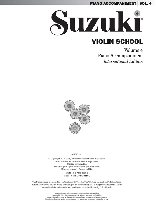 Suzuki Violin School Book/Vol. 4 International Edition - Piano Accomp 32089