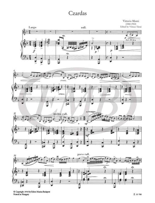 Monti - Csardas - Violin/Piano Accompaniment edited by Tatrai EMB Z13700