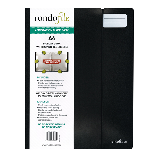 Rondofile - 20 Pages Black - Music Display Book/Folder Updated Edition