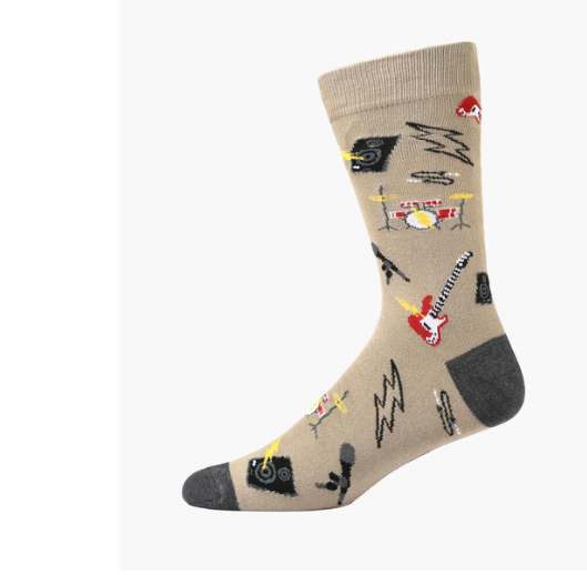 Bamboozld Mens Rock Band Socks Beige with Grey Tips Size 7-11