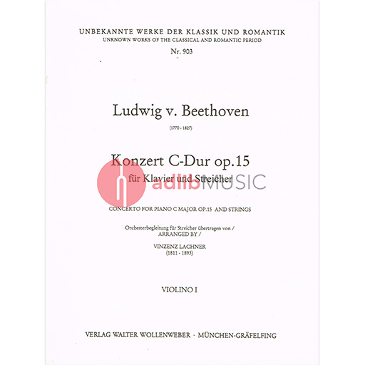 Beethoven - Concerto no 1 in C Major Op 15 - Piano/String orch Parts - arr Lachner - Verlag Walter Wollenweber