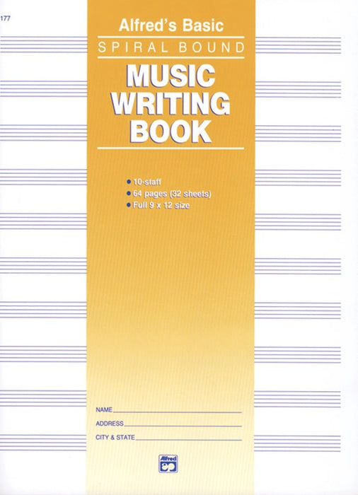 Manuscript Paper Music Writing Book - 10 Staves 64 Pages Spiral Bound Alfred 177