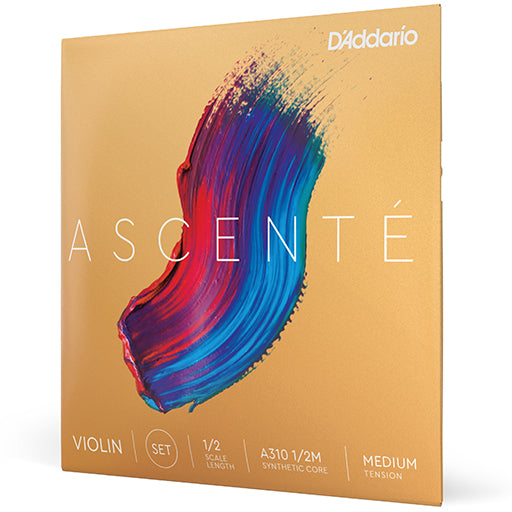 D’Addario Ascente Violin Set 1/2 with Kaplan Artcraft Rosin Dark Bundle