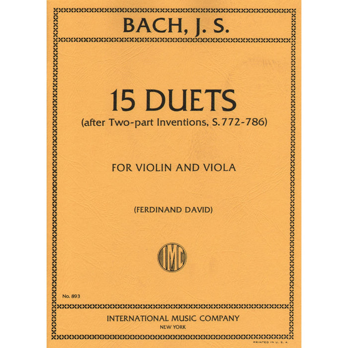 Bach - 15 Duets after 2-Part Inventions S772-786 - Violin/Viola Duet arranged by Iwata/David IMC IMC3727