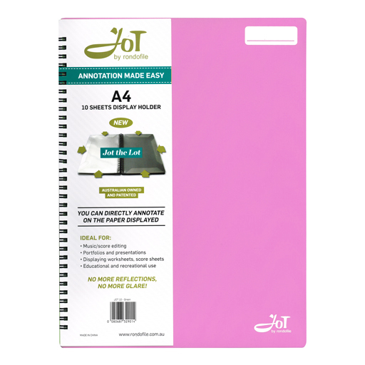 Rondofile Jot - 10 Pages Pink - Music Display Folder