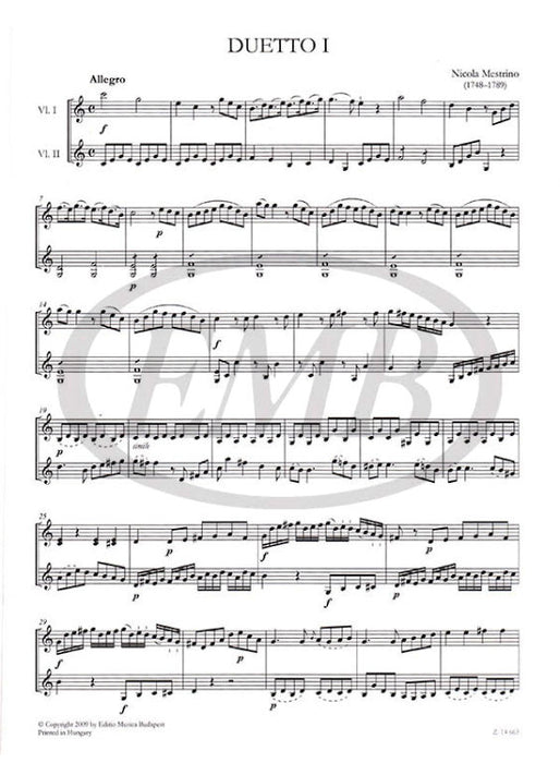 Mestrino - 3 Duetti Concertanti Op3 - 2 Violins Score/Parts EMB Z14663