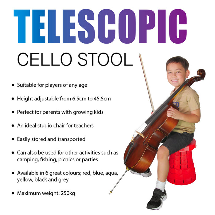 Cello Stool - Kreisler Round Plastic Adjustable 6.5-44.5cm, Aqua — The ...