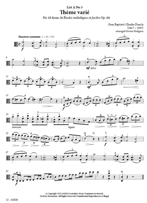 AMEB Viola Series 2 - Grade 3 - Viola/Piano Accompaniment AMEB 1202072639