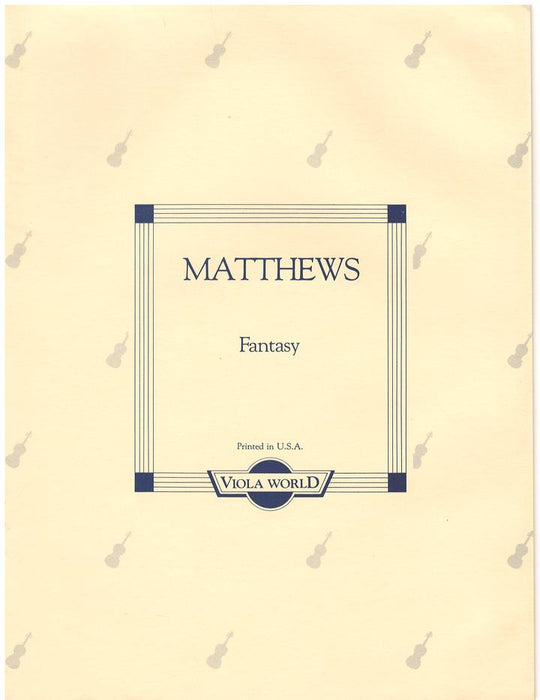 Matthews - Fantasy - Viola/Piano Accompaniment arranged by Arnold Viola World VWP000022
