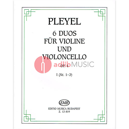 Pleyel - 6 Duets Op4 Volume 1 - Violin/Cello Duet EMB Z13819
