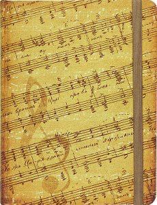 Peter Pauper Press Music Journal Mustard Antiqued Look with Treble Clef and Manuscript Inside Writing and Staff Lines