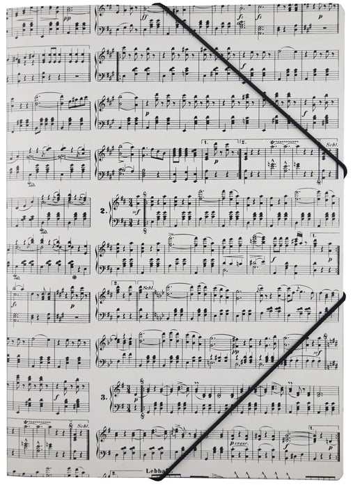 A4 Document File with Elastic Band White Music by Strauss
