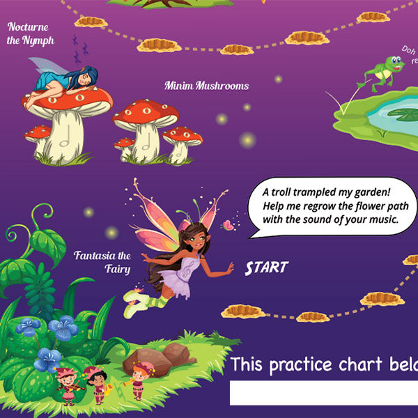 Fairy Garden A3 Music Practice Chart by Musically Gifted