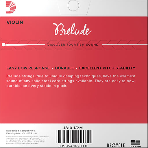 D'Addario Prelude Violin String Set Medium 1/2