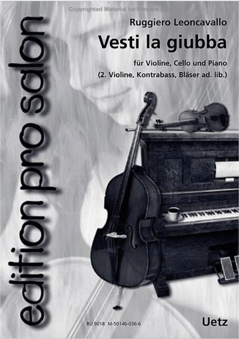 Leoncavallo - Vesti La Giubba - Violin/Cello/Piano Trio Uetz BU9018