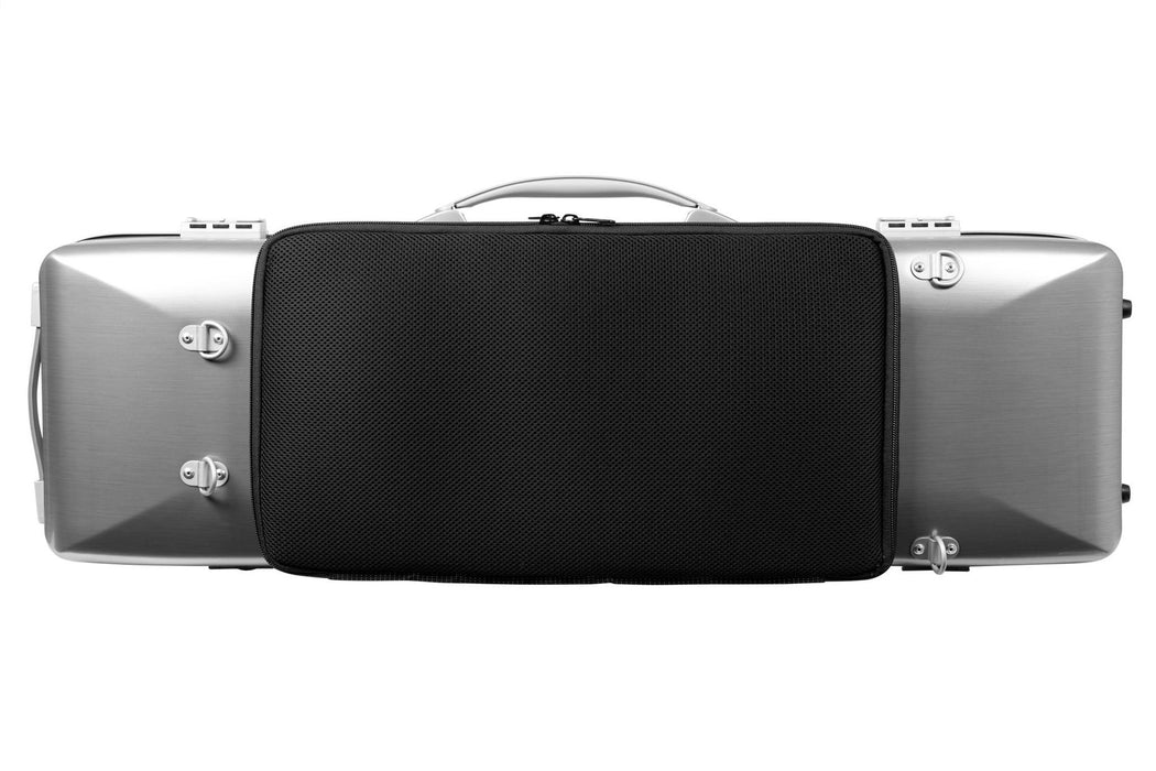 Violin Case - Bam La Defense Hightech Oblong with Back Pocket - Brushed Aluminium