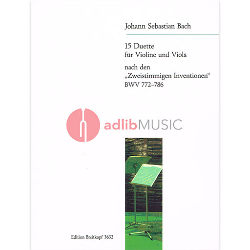 Bach - 15 Duets BWV772-786 - Violin/Viola Duet Breitkopf EB3632