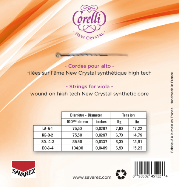 Corelli New Crystal Viola String Set 15-16.5" Forte