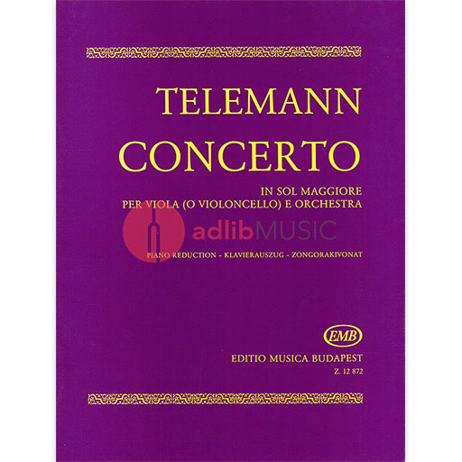 Telemann - Concerto in Gmaj - Viola or Cello/Piano Accompaniment EMB Z-12872