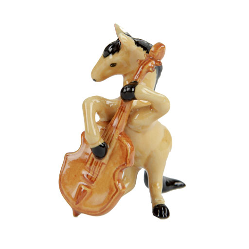 Porcelin Figurine Horse Playing Double Bass