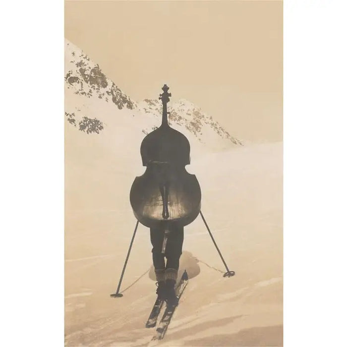 Greeting Card Cellist on Skis
