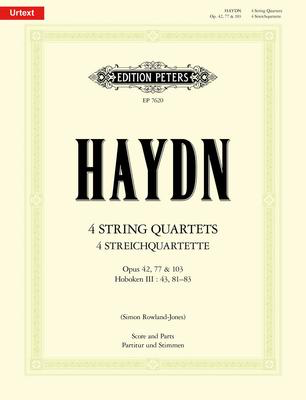 4 String Quartets Op. 42 Op. 77 Op. 103 - Joseph Haydn - Edition Peters String Quartet Score/Parts