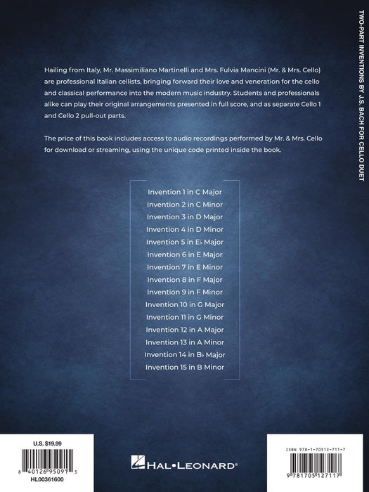 Two Part Inventions by J.S. Bach for Cello Duet - Hal Leonard