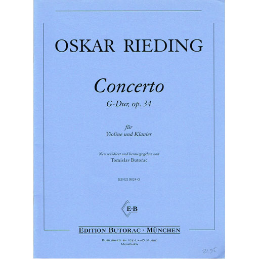 Rieding - Concerto in Gmaj Op34 - Violin/Piano Accompaniment edited by Butorac Iceland EB021R024-G