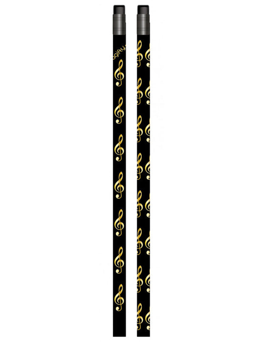 Black Pencil with Gold Treble Clefs