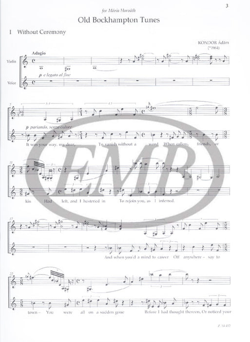 Kondor - Old Bockhampton Tunes - Female Voice/Violin EMB Z14432