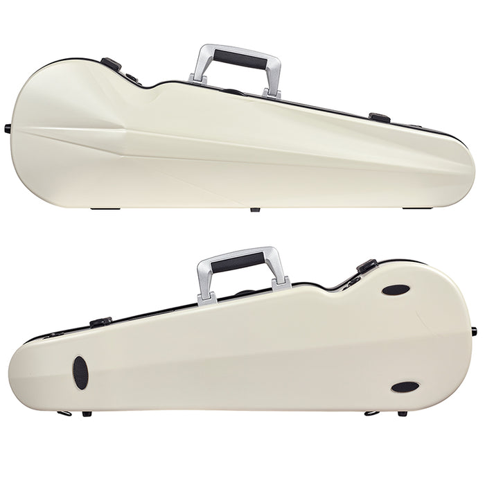 Violin Case - Bam Ice Supreme Polycarbonate Hightech Contoured, White - Black Version, 4/4