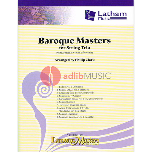 Baroque Masters - String Trio Score/Parts arranged by Clark Latham Music 52702007