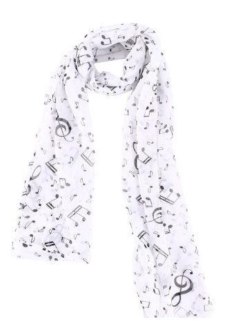 Scarf Chiffon White with Black Manuscript