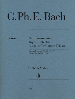 Gamba Sonatas Wq 88, 136, 137 - Edition for Gamba (Viola) - Carl Philipp Emanuel Bach - Viol/Viola da Gamba|Viola G. Henle Verlag