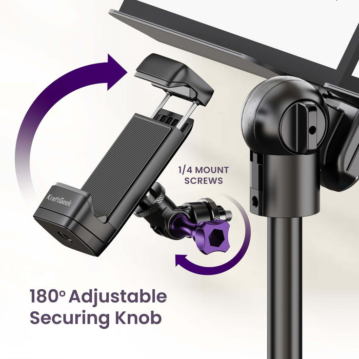 Music Stand Accessory - KraftGeek Bravo Phone/Tablet Mount, Black