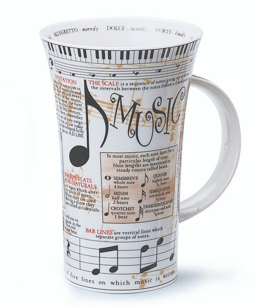 Dunoon Mug with keyboard rim, music definitions & symbols