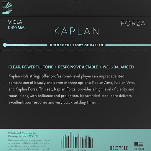 D'Addario Kaplan Forza Viola String Set Medium Scale Medium 15"-16"