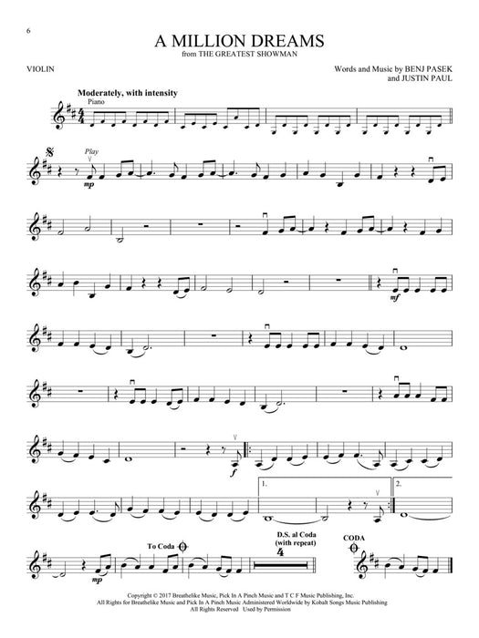 Songs from A Star Is Born, La La Land, The Greatest Showman and More Movie Musicals for Violin - Hal Leonard - 287964