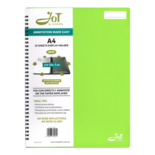 Rondofile Jot - 10 Pages Green - Music Display Folder