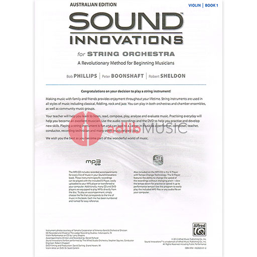 Sound Innovations Book 1 Australian edition - Violin/CD/DVD by Philips/Boonshaft/Sheldon Alfred 9781922025012