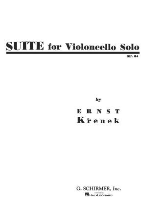 Krenek - Suite - Cello Solo Schirmer 50481767