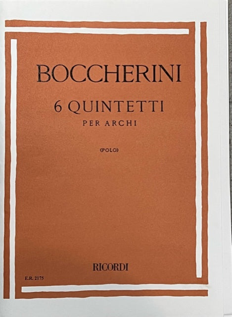 Boccherini - 6 String Quintets Volume 3 #5 & #6 - String Quintet - Ricordi ER2175