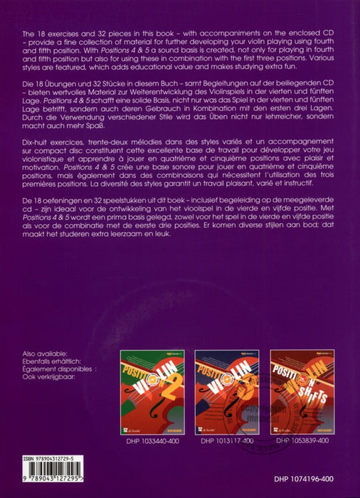 Positions 4 & 5 - 32 pieces to play in fourth and fifth position - Nico Dezaire - Violin/CD - De Haske Publications