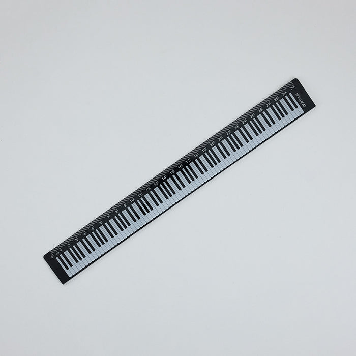 30cm Music Ruler Black with White Piano Keyboard
